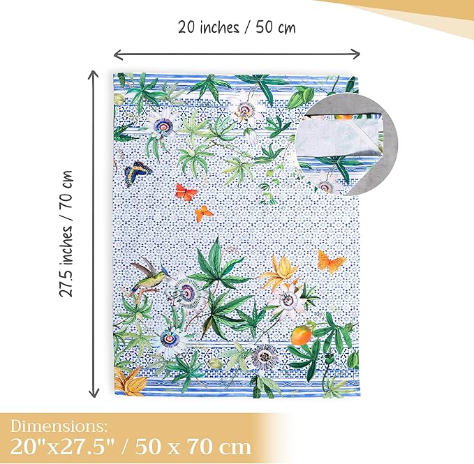 Maison d' Hermine Kitchen Towels Set of 3 100% Cotton 27.50" x 20" Reusable Cloth Tea Dish Towels Absorbent with Hanging Loop for Kitchen, Home, Dining, Cocktail Parties Spring/Summer (Passiflora)