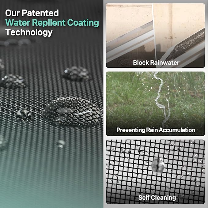 Premium Window Screen DIY KIT 39" 51" Blocks Rain, Pet Scratch, Pollen, Fine Dust 99%, 30Mesh Durable New Material, DIY Tools Included (W39in X L190in)