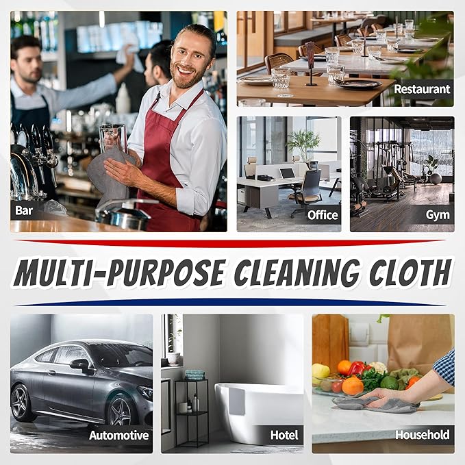 FIXSMITH Shop Towels, Pack of 200, Grey Microfiber Cleaning Cloth Bulk, Microfiber Towels for Cars, All-Purpose Absorbent Cleaning Rags, Dust Cloth for Automotive, Mechanic, Garage, 11.5 x 11.5 inch