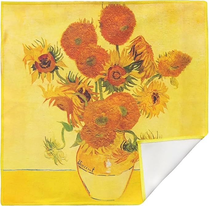 Large [4 Pack] Classic Art (Sunflowers) - Ultra Premium Quality Microfiber Cleaning Cloths (Best for Camera Lens, Glasses, Screens, and All Lens.), Microfiber Cloth