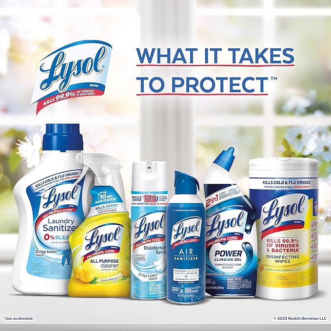 Lysol Power Toilet Bowl Cleaner Gel, For Cleaning and Disinfecting, Stain Removal, 24oz