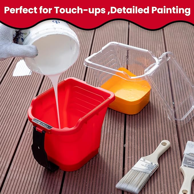 Mister Rui Paint Brushes, Paint Cup with Paint Bucket Liners, 2 Inch Paint Brush, Professional Paint Brush Set for Smooth Finish, Wall, Furniture, Trim