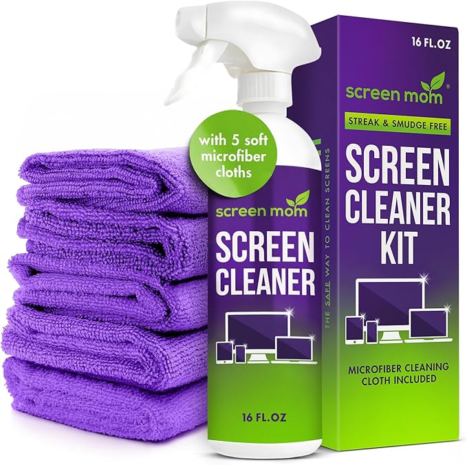 Screen Cleaner Spray and Wipe Kit 16oz and 4 Pack Microfiber Towel Bundle - Electronics Cleaner Spray TV Screen Cleaner for Smart TV Computer, Phone, iPad Laptop Screen Cleaner Car Screen Cleaning Kit