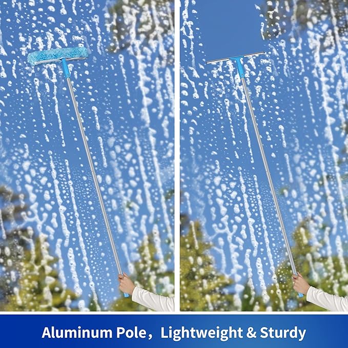 MR.SIGA 54.3 inch Long Extension Pole, Adjustable 4 Pieces Aluminum Pole for Window Squeegee