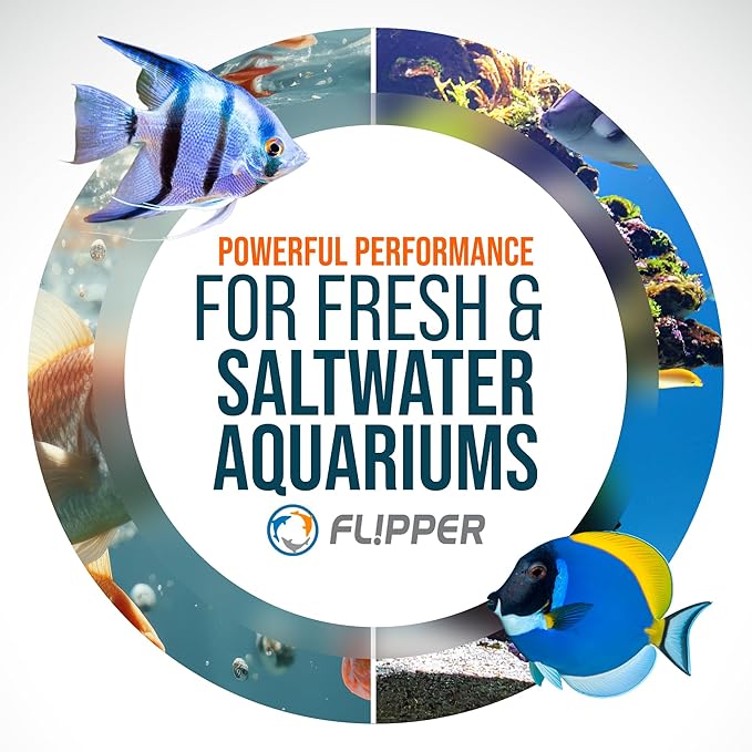 FLIPPER EDGE Standard Limited Edition Clownfish Magnetic 2-in-1 Aquarium Cleaner for Glass and Acrylic Tanks up to 1/2" (12mm) Thick – Dual Blade Design with Floating Algae Scraper and Cleaning Tool