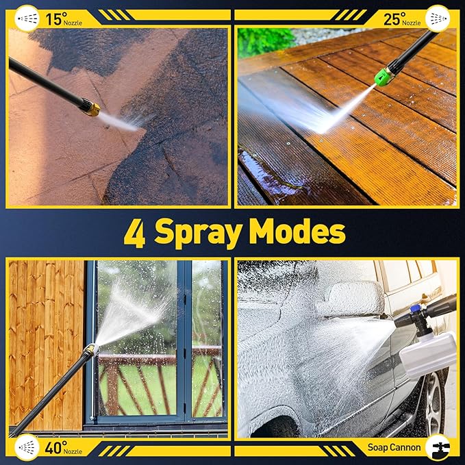 EVEAGE Electric Pressure Washer, Power Washer with 1000Ml Foam Cannon, Powerwasher for Cars, Fences, Patios, Decks, Home and Driveway Cleaning