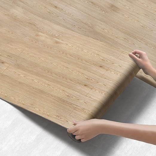3D Peel and Stick Vinyl Floor Tile Roll Wood Plank Sticker 15.75"x 79"/8.6 Sq.Ft, for Home Apartment Room Self Adhesive Easy DIY Removable Waterproof Thicken Floor Covering Wood