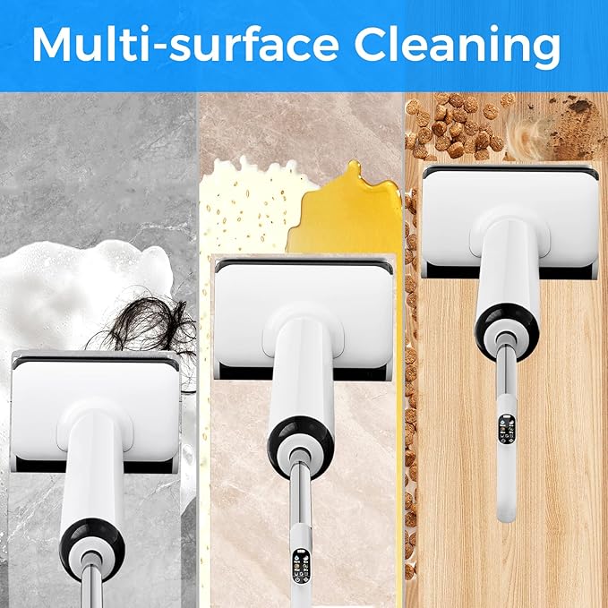Wet Dry Vacuum Cleaner, 180° Lay-Flat Cordless Vacuum Mop Combo with Edge Cleaning, All-in-One Floor Cleaner for Hard Floors, 45mins Runtime, Full-Path Self-Cleaning&185℉ Flashdry