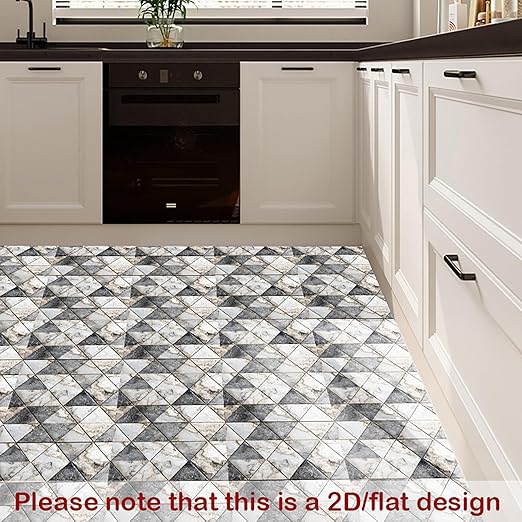 Nuxovilar Peel and Stick Vinyl Flooring, 12x12 Inch Geometric Triangle Marble-Look, Self-Adhesive Waterproof Flooring, 10 Pcs