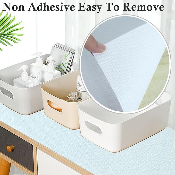 Shelf Liners for Kitchen Cabinets 18 Inch Wide X 20 Ft Non Adhesive Cabinet Drawer Liner Non Slip Water Oil-Proof Strong Grip Pantry Refrigerator Shelves Bathroom Drawer Mat Cupboard Closet Liner