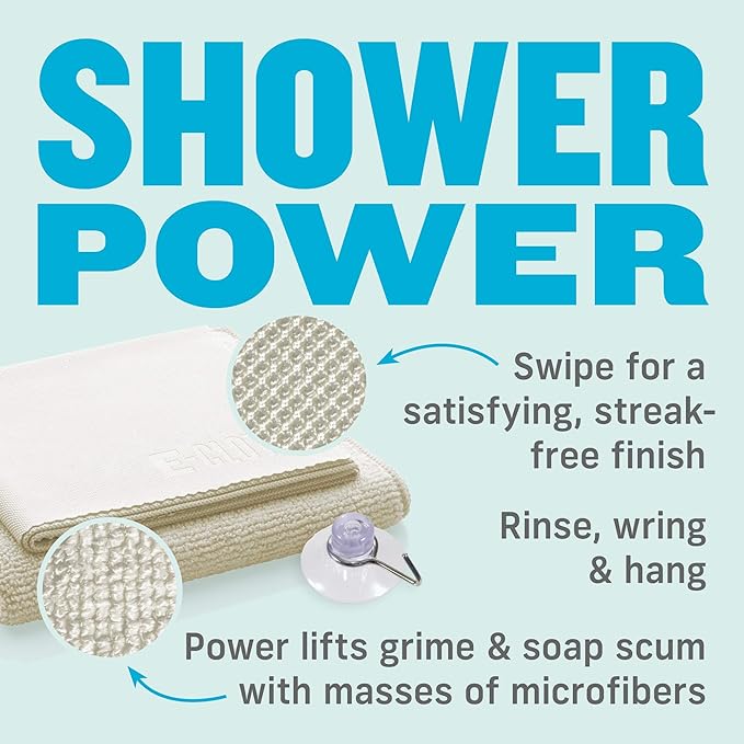 E-Cloth Microfiber Cleaning Cloth Shower Kit - Microfiber Cloths for Cleaning Bathrooms - Washable, Reuseable Cleaning Cloths with 100 Wash Guarantee - 1 Pack