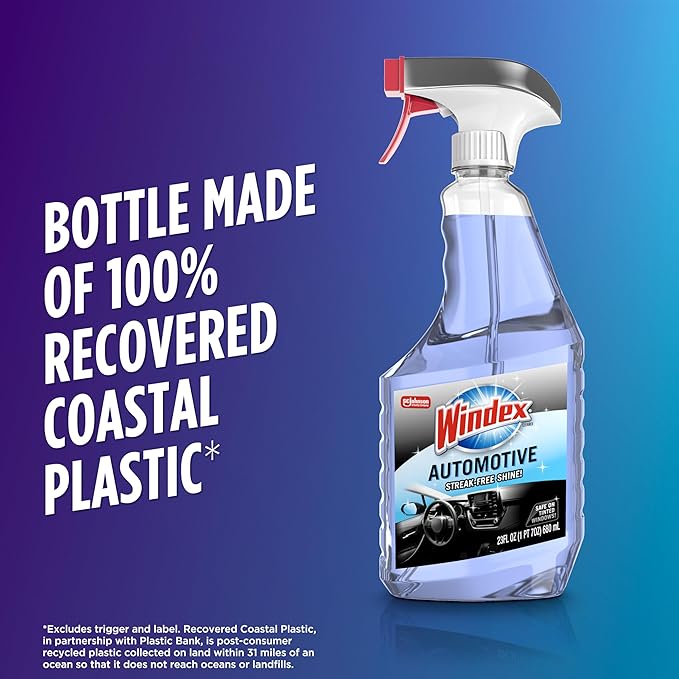 Windex Automotive Car Window and Glass Cleaner, Streak-Free Shine for Car Glass Exteriors, Tinted Windows, and Interior Electronics, 23 fl oz, (Pack of 2)