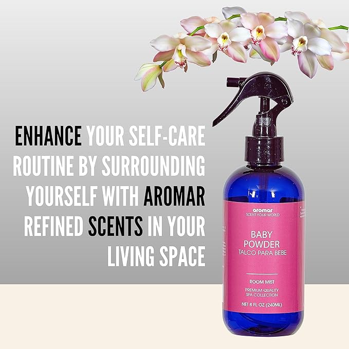Aromar Essential Room Mist and Fabric Spray with Natural Freshener Aromatherapy for a Fresh and Rejuvenated Home 8 oz (Baby Powder+Channel#5+Honey Rose)
