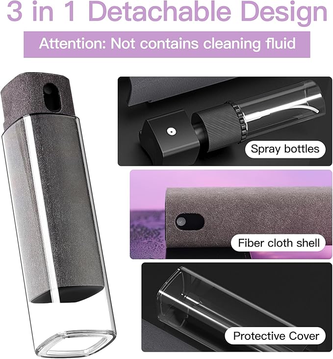 Screen Cleaner Kit 4 Pcs, Two in One Screen Cleaner Spray and Wipe, Touchscreen Mist Cleaner Spray Bottle for Phone/Laptop/Tablet/TV/Monitor/Car Screens