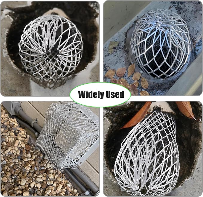 7 Pack Gutter Downspout Guard, Gutter Guard Mesh Aluminium 3.5 Inch Downspout Filter Strainer Adjustable Screen Protector for Prevent Leaf Debris Rodent Blocking, with 10 Cable Ties (7)