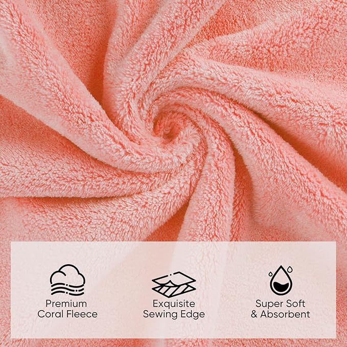Orighty 6-Piece Towel Set - Soft & Lightweight - 2 Bath Towels, 2 Hand Towels, and 2 Wash Cloths - Absorbent & Quick Drying Microfiber Towel for Multipurpose, Bathroom, Gym, Sport, Yoga, Travel - Pink