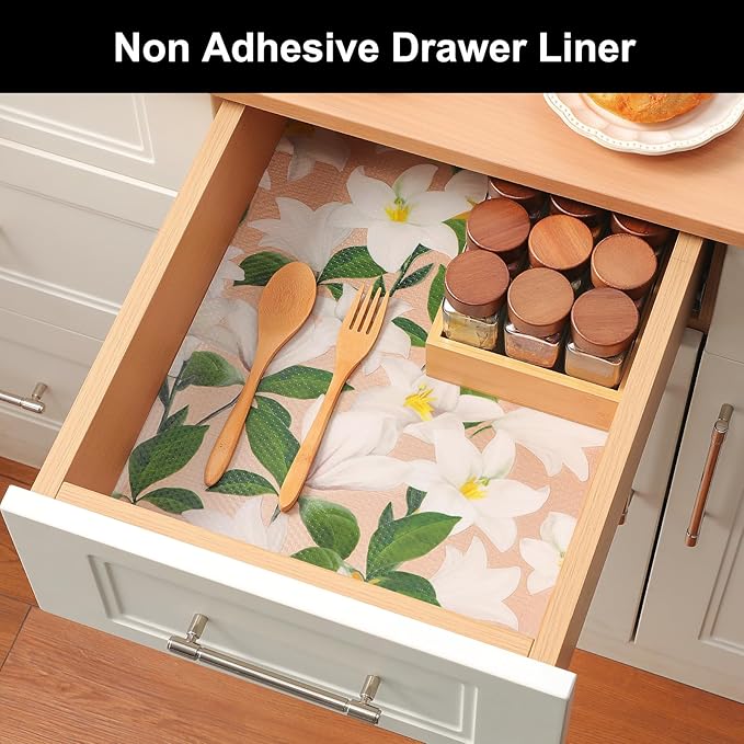 Cooyes Shelf Liner – Premium Non-Adhesive Cabinet & Drawer Liner for Kitchen – Waterproof Shelf Paper with Modern Pattern – Durable EVA Cabinet Mat – Easy to Cut （17.5" W x 360" L）