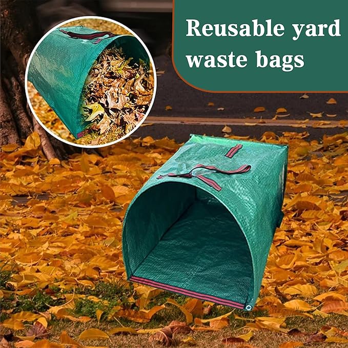 2PCS 72 Gallon Yard Waste Bags, Large Garden Debris Bags, Dustpan-Type Lawn Bags, Reuseable Heavy Duty lawn and leaf bags with Gardening Gloves