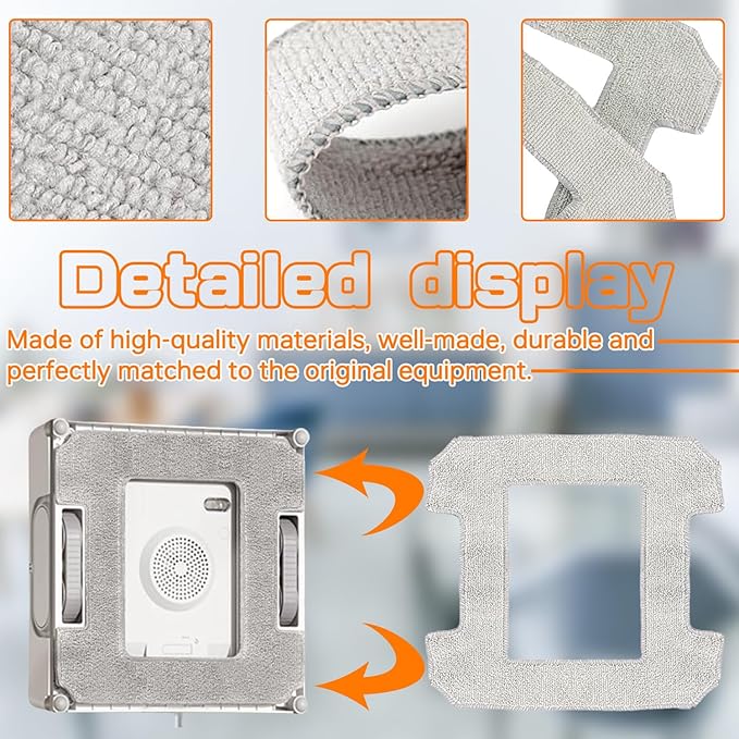 8 Pack Cleaning Rag for Ecovacs Winbot W2 Omni, W1, W1 Pro Window Vacuum Cleaner Robot, Washable and Reusable Mop Cloth Pad Accessories