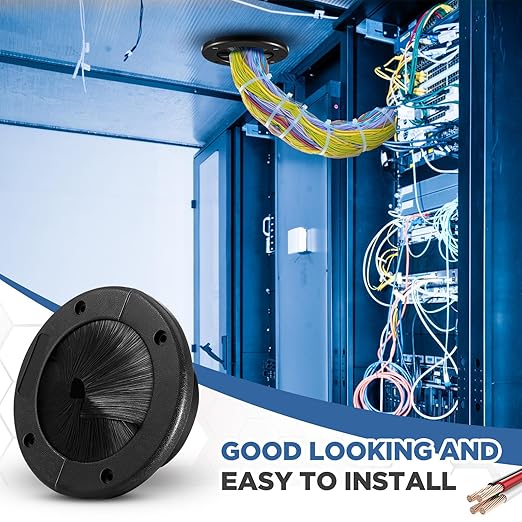 4 Pack 4" Round Brush Grommet Large Split Grommet Raised Floor Airflow Management for Home Data Center Wall Floor Cable Management