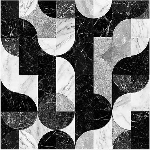 Nuxovilar Matte Black White Grey Peel and Vinyl Flooring10-Pack, Stick Floor Tile, 12x12 inch Self Adhesive Waterproof Flooring Wood Planks for Kitchen,Bedrooms