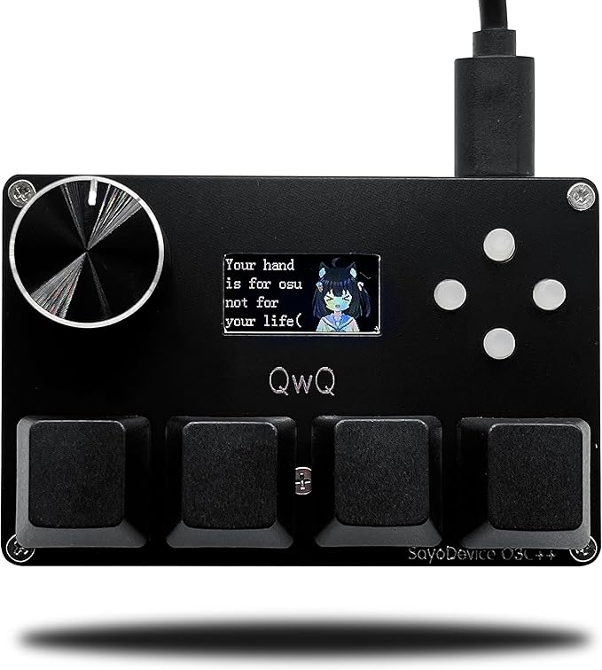SayoDevice O3C++ OSU Keyboard Rapid Trigger Hall Switches Magnetic Linear Switches Keyboard with Knob and Screen,Copy Paste,Shotcut,Macro Hotswap Mini Keypad (Black)