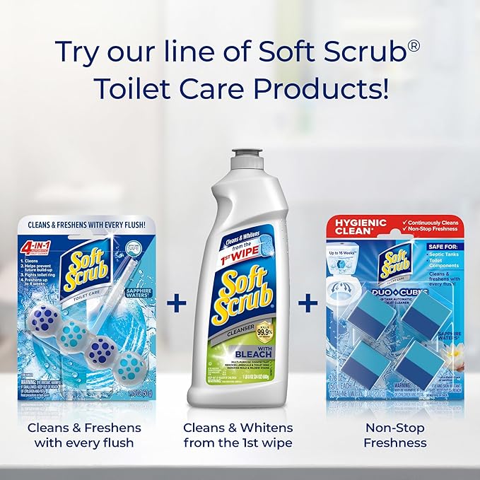 Soft Scrub 4-in-1 Rim Hanger Toilet Bowl Cleaner, Sapphire Waters, 6 Count (Pack of 2)