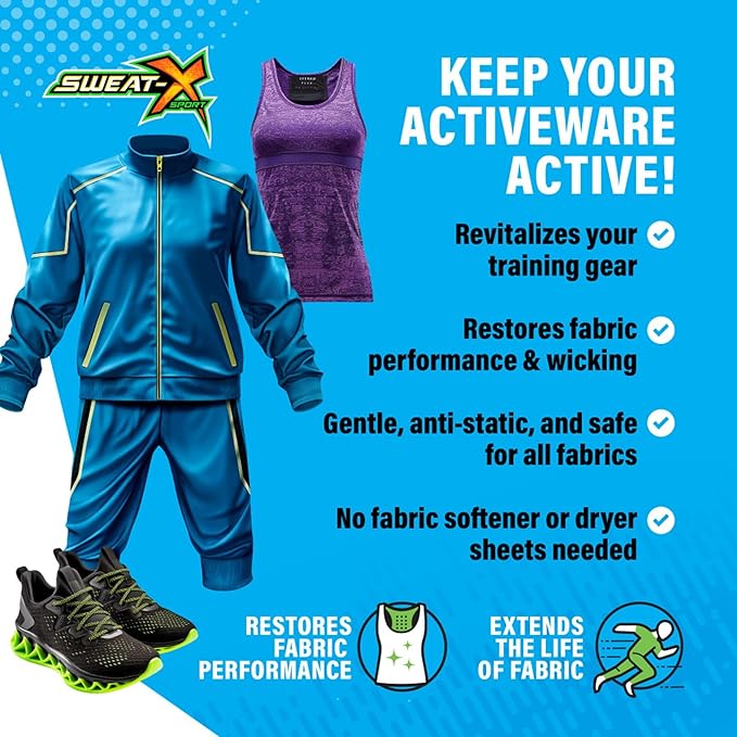 SWEAT X Original Activewear Laundry Detergent Liquid - Natural Washing Detergent for Activewear & Gym Clothes - Non Toxic Laundry Detergent for Sensitive Skin - Concentrated, 45 Loads (1 Bottle)