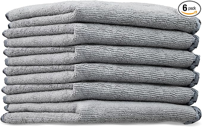Chemical Guys Microfiber Towels for Cars Microfiber Cleaning Cloth Gray Drying Towels Car Detailing for Wash Interior and Glass, 14 x 12 Inch - 6 Pack