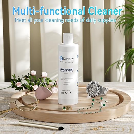kunphy Jewelry Cleaner Solution -Ultrasonic Cleaner Solution for Gold, Silver, Platinum Diamonds and Non-Porous Precious & Semi-Precious Jewelry 4 oz(120ml)