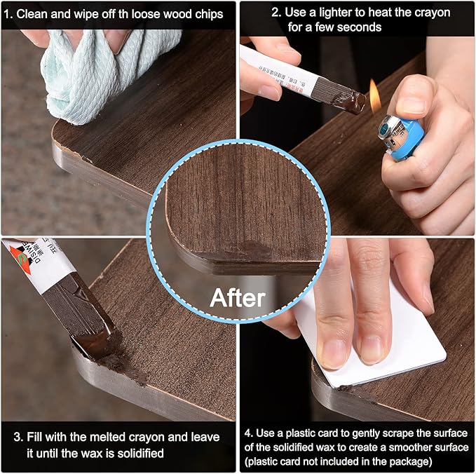uxcell Wood Wax Filler Stick, Furniture Crayons Wooden Repair Wax Filler Stick Touch Up Wax Paint Pens for Scratches Holes Floor Laminate Tables Desks, Slight Reddish