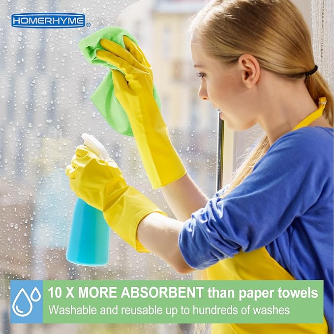 HOMERHYME Microfiber Cleaning Cloth, 150 Pack Cleaning Rags,12" X 11" Lint Free Dish Towels Wash Cloths, Reusable Microfiber Towels for Home and Kitchen Bathroom Apartment Cleaning Supplies, Assorted