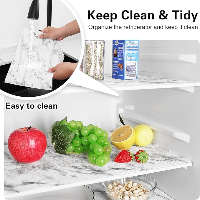 Drawer and Shelf Liner for Kitchen Cabinet,Non-Adhesive Cabinet Liner 24in x 30FT,Waterproof Shelf Paper Non-Slip Mats Cupboard Liners Contact Protect Dresser/Shelves/Table-Marble