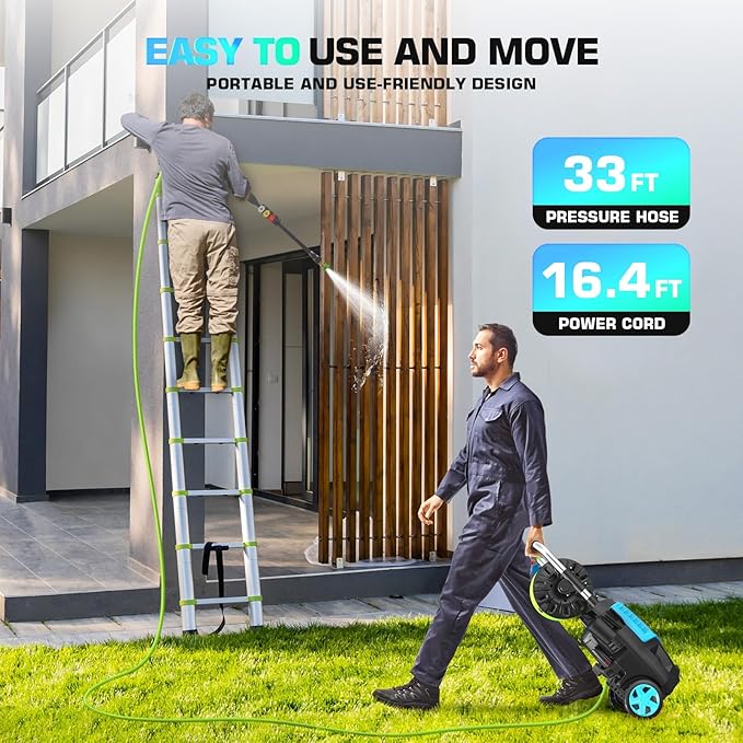 Professional Pressure Cleaner 4800PSI, 4.0GPM Portable Power Cleaner with 4 QC Nozzles and Soap Bottle, Cleaner Machine for Cars/Home/Driveways/Patios/Decks/Fences (Blue)