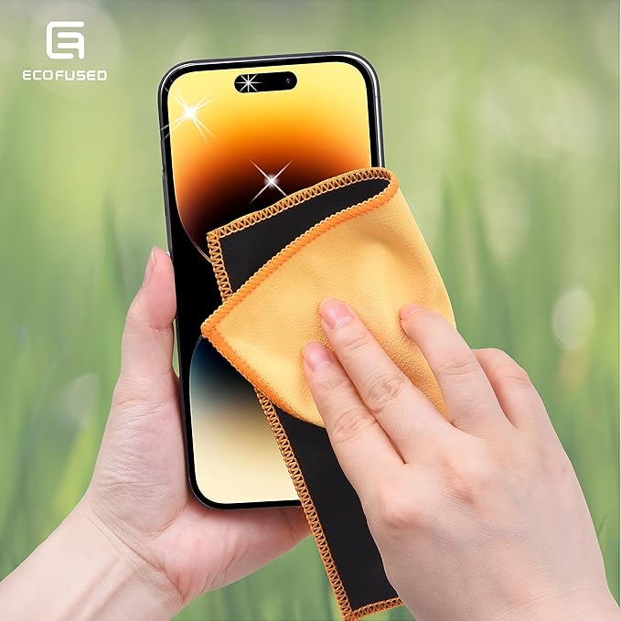 Eco-Fused Microfiber Cleaning Cloths Double-Sided - 5 Pack - 6.6 x 6.2 inch - Microfiber and Suede Cloth for Smartphones