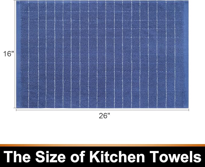 Mordimy 100% Cotton Terrycloth Kitchen Towels and Dishcloths Sets, Soft and Absorbent Checkered Dish Towels, Quick Drying Dish Rags for Washing Dishes, 4 Pack 16" x 26" & 4 Pack 12" x 12", Navy Blue