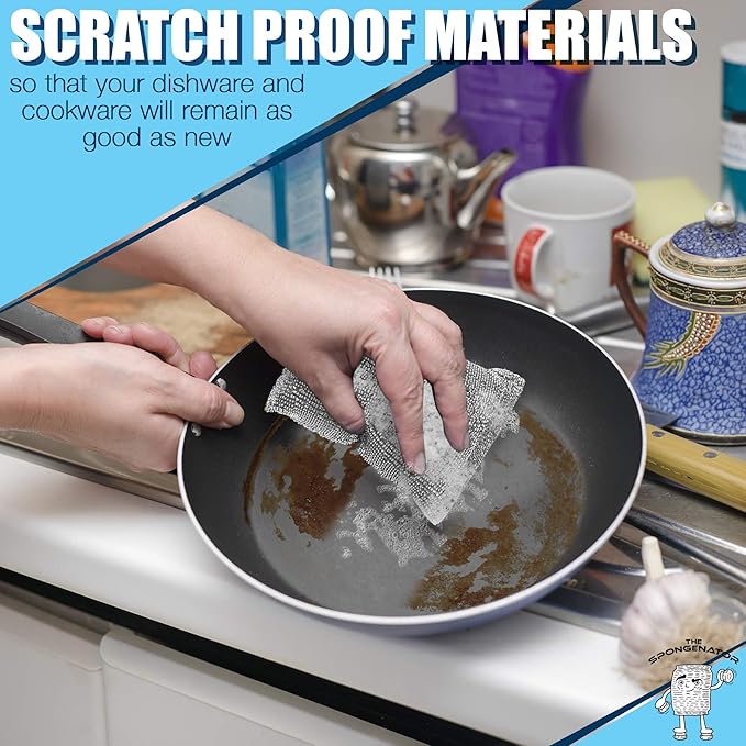Kitchen Scrubbing Sponges - Heavy Duty Non-Scratch Scrubbing Cleaner Sponges in 1 Color - Multi-Surface Non-Metal Dish Scouring Scrubbers for Fast Cleaning. (6 Pack)