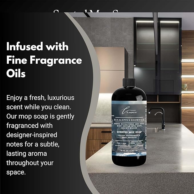 Luxury Floor Cleaner, Scented Mop Soap Concentrate | Hard Floor Cleaner for Tile, Vinyl, Laminate, LVP & Sealed Hardwood | Low-Foam, Streak-Free | 36 oz | Eucalyptus Snowfall