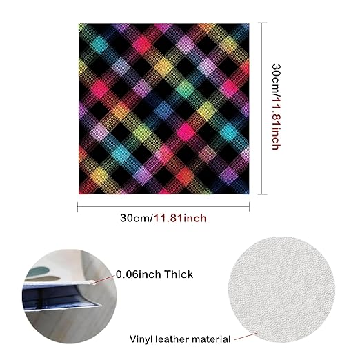 Nuxovilar Peel and Stick Vinyl Floor Tiles - 12x12 Inch Colorful Plaid Pattern, 10 Pcs Self-Adhesive Flooring for Easy Installation