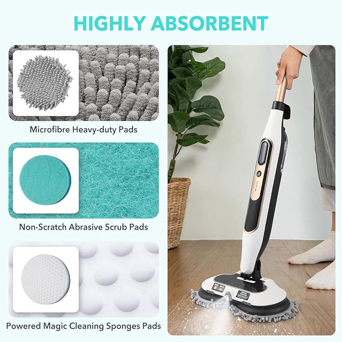 6 Packs Steam&Scrub Mop Pads Replacement Power Pads Compatible with Shark,S8201 S8001 S7001 S7201 S7000AMZ S7000 S7005 S7020 S7001C Dirt Grip Scrub Adsorb Washable Pad