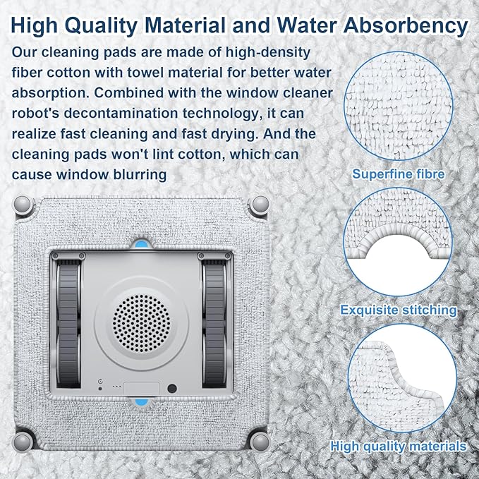 6 PCS Mop Pads Replacement for ECOVACS WINBOT Mini Window Cleaning Robot, Window Cleaning Robot Cleaning Cloth for Ecovacs Washable Microfiber Wipes, Part No. W-CC02-0012