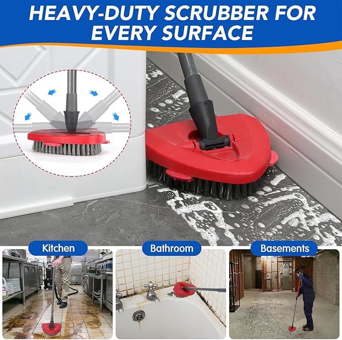 Wire Scrub Brush Head Compatible with O Cedar EasyWring 1-Tank System, Stainless Steel Wire Bristle Scrubber Attachment for Concrete, Bathroom, Garage, Patio, Deck & Tough Stain Scrubbing, 1 Pack