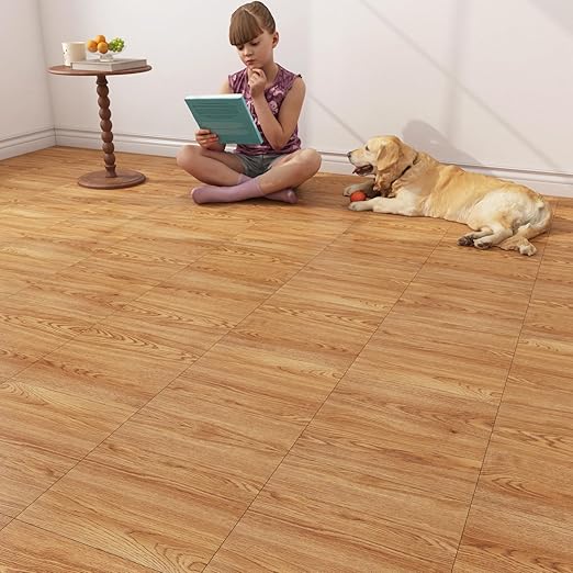 Yenhome Peel and Stick Floor Tile Brown 6"x36" Self-Adhesive Vinyl Flooring, Waterproof Wood Look Easy to Install Sticky Tiles for Kitchen, Bathroom - Durable, Brown 17 Sheet Floor Tiles