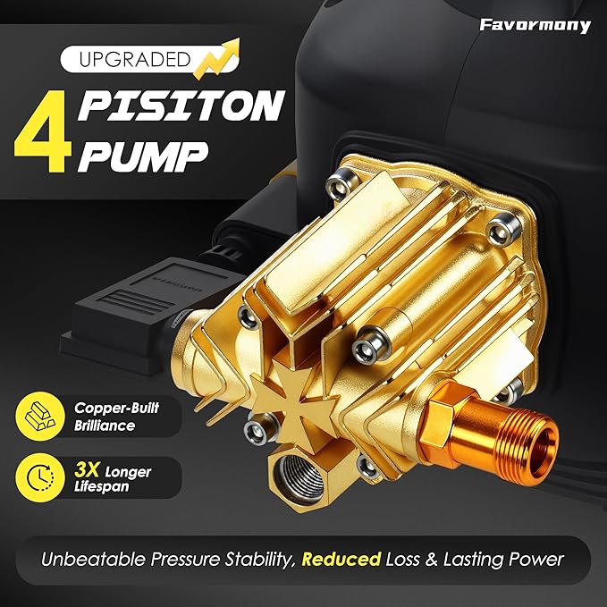Pressure Washer with 3 Quick Connect Nozzles,Inlet Hose & Filter, Foam Cannon for Cars/Fences/Driveways Cleaning
