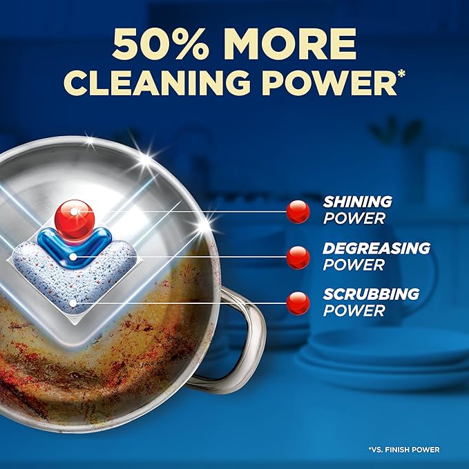 Finish Ultimate Quantum Dishwasher Pods, New & Improved Formula, Dishwasher Detergent Dish Soap, Removes Burnt-On & Dried-On Stain, Degreasing & Scrubbing Power, 70 Count