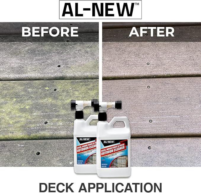 AL-NEW Outdoor Cleaner Combo Pack of 2 | Versatile Outdoor Cleaner Perfect For Use On Vinyl Siding, Composite Decking, Wood Fences, Outdoor Patios, Gutters, & More (Outdoor Cleaner Hose-End Combo Pack)