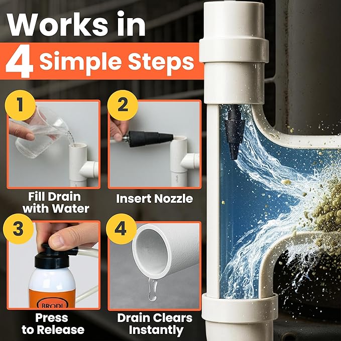 MicroFlo HVAC Drain Line Cleaner – Precision Hydraulic Shock Wave Tech For Safe, Instant Results, Controlled-Pressure AC & Condensate Drain Opener, Reusable, Chemical-Free