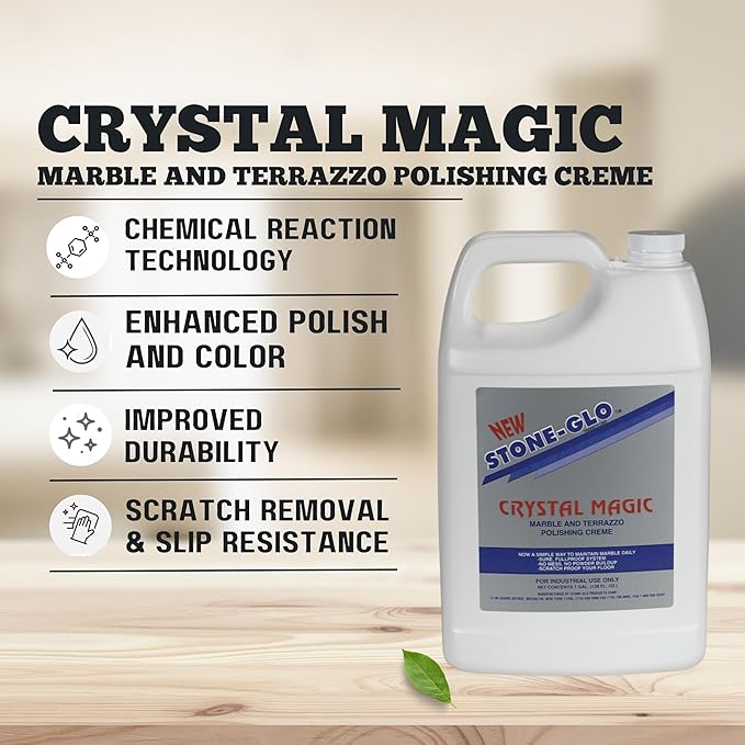 STONE-GLO Crystal Magic Floor Polisher for Ultimate Shine, Durability & Protection - Polishing Tile Floor Cleaner, Scratch Removal Used with Floor Scrubber (1 Gallon)