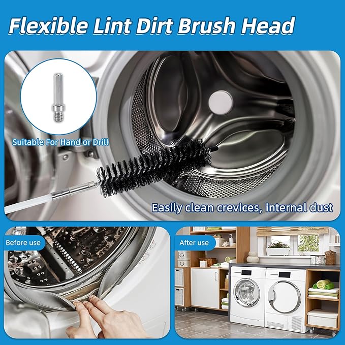15 Feet Dryer Vent Cleaning Brush Kit, Multi-Scene Durability Chimney Brush with Flexible Nylon Rod, Multi-Purpose lint Cleaning Brush for Drill,Chimneys, fireplaces, Ventilation ducts