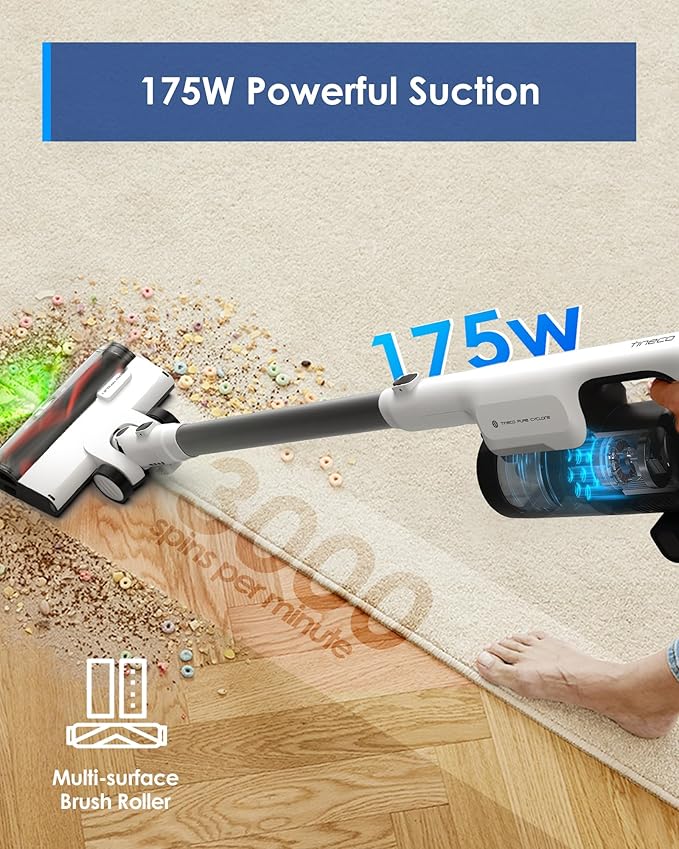 Tineco Pure ONE Station 5 Cordless Smart Vacuum with 2.5L Auto Dust Base, Full-Path Self-Cleaning, 175AW Suction, ZeroTangle Tech, Stick Vacuum Cleaner for Pet Hair, Carpet & Hard Floor